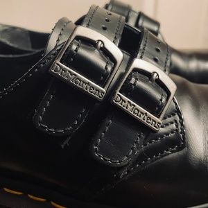 Black Dr. Martens 1461 Alt smooth leather loafers with hardware buckles